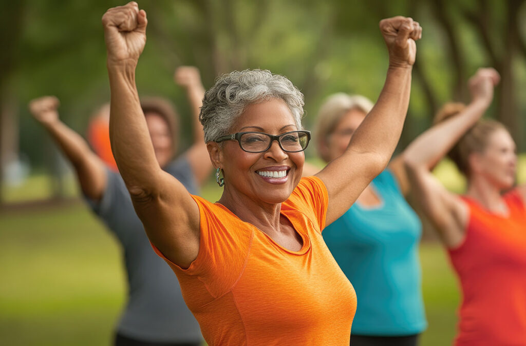 Group of women over 40 exercising